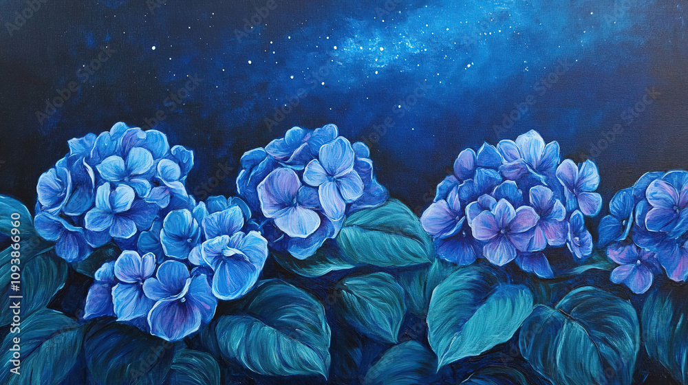 Hydrangeas Under the Starry Night Sky Hydrangeas Under the Starry Night Sky