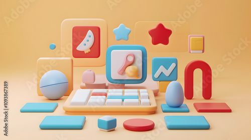 Filter icon interface isometric Cartoon 3D