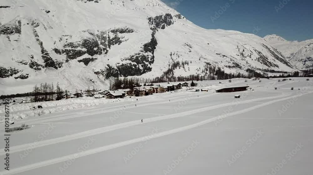 Drone piste de ski de fond