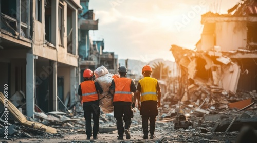 Rescue Team in Action During Daylight Disaster Response