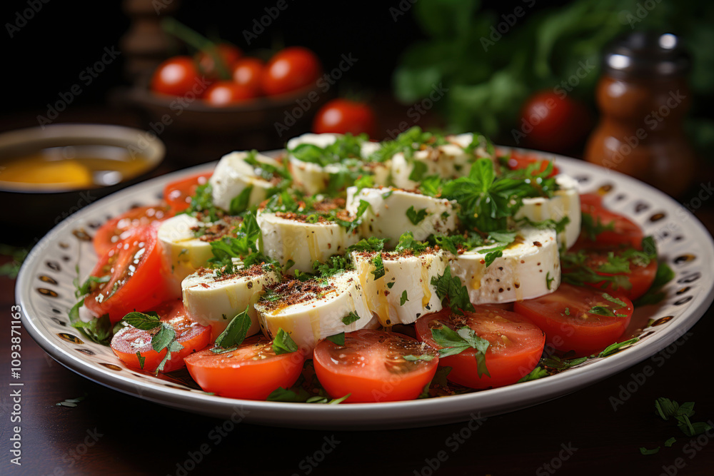 tomato salad with cheese, tomato salad with cheese,