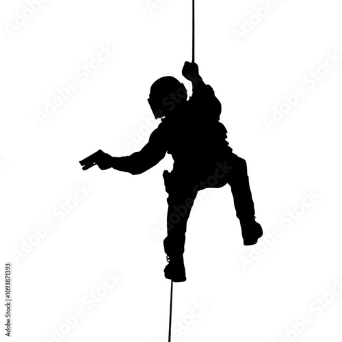 soldier rappelling vector illustration