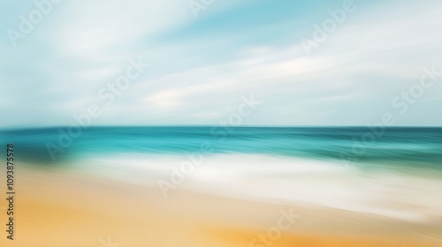 Serene Coastal Motion Blur: Beachscape at Dawn AI Generated