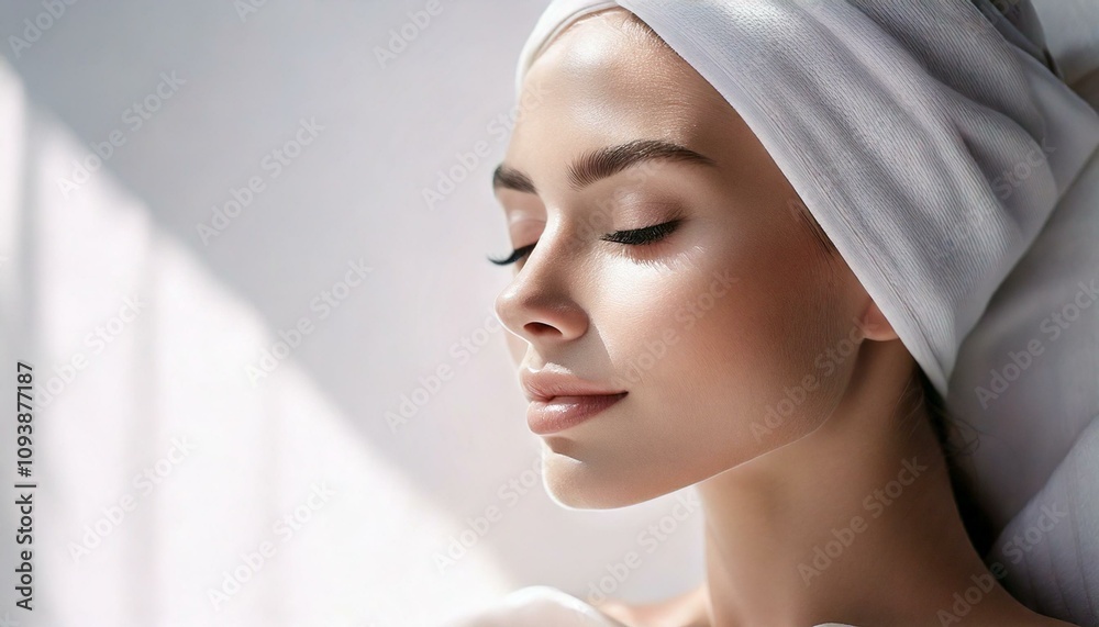 Young and Beautiful woman with clear skin, natural make-up, Skincare and facial treatment concept Young and Beautiful woman with clear skin, natural make-up, Skincare and facial treatment concept