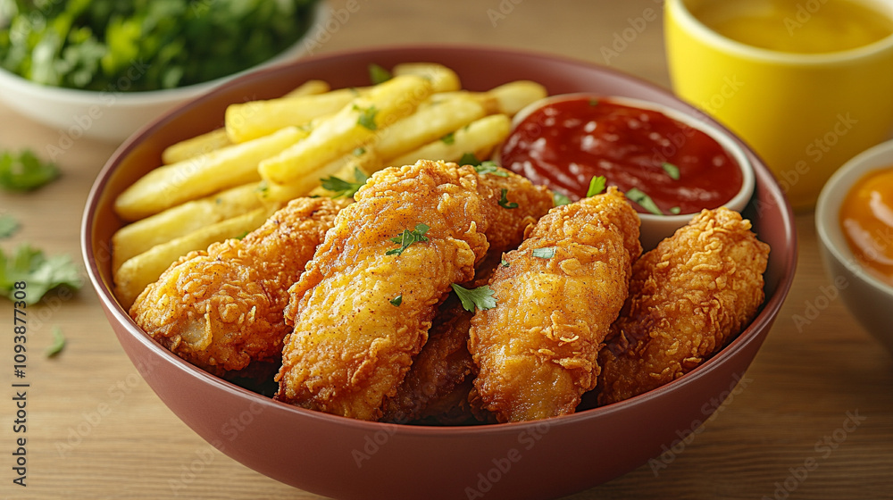 crispy fried chicken, golden-brown and freshly cooked, with an empty space for captions or promotional text, representing indulgence and the craving for comfort food crispy fried chicken, golden-brown and freshly cooked, with an empty space for captions or promotional text, representing indulgence and the craving for comfort food