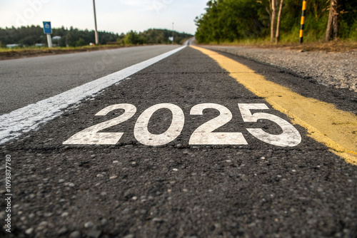 2025 written on a road