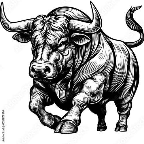 black and white bull photo