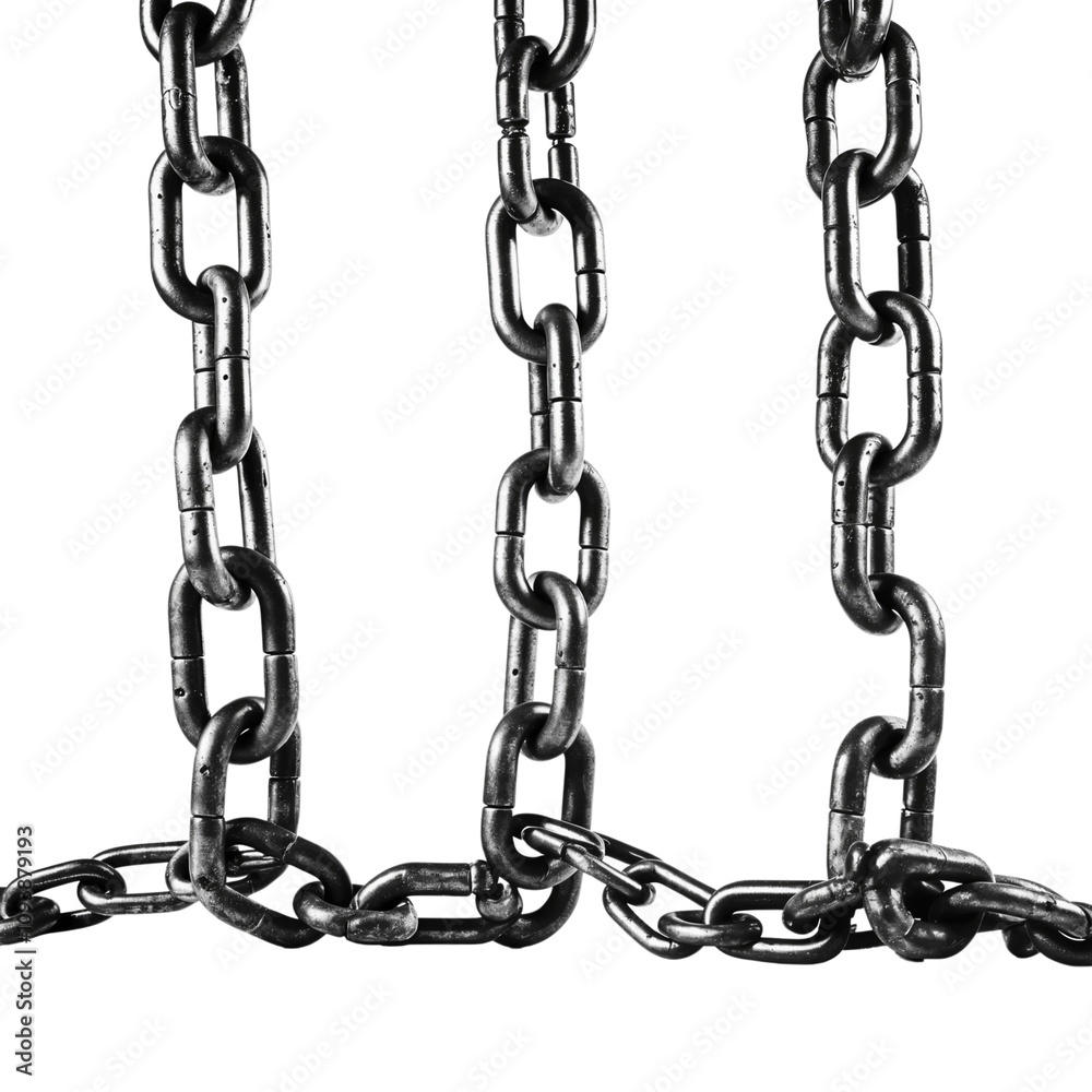 Obraz premium Rusty chain links, isolated on white background