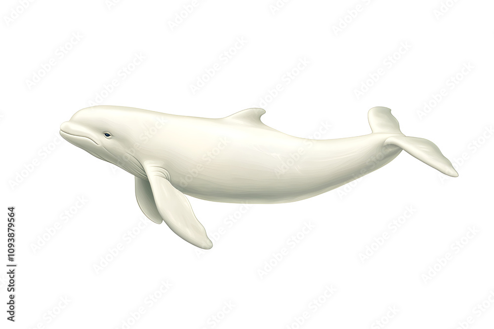 Beluga whale realistic vector illustration. isolated on transparent or white background, png
