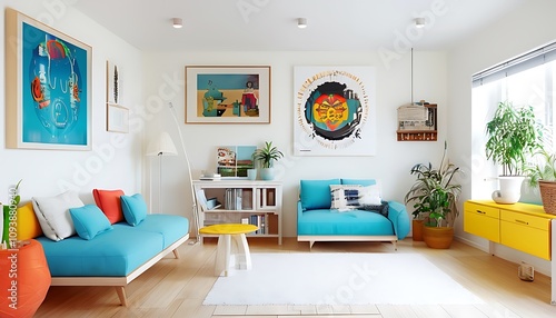 small space living room bright walls artwork and multifunctional furniture