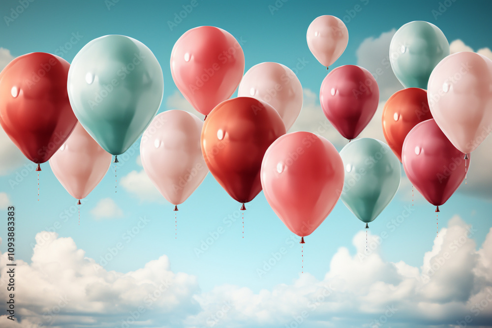 colorful balloons in the sky, colorful balloons in the sky,