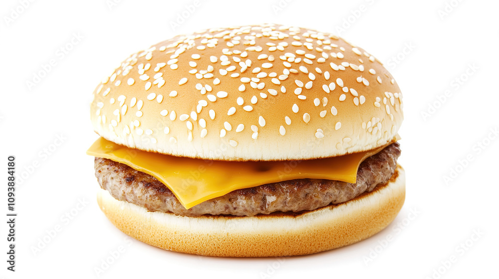 Golden Sesame Seed Hamburger Bun Isolated on White Background, Perfect for Burgers and Sandwiches Golden Sesame Seed Hamburger Bun Isolated on White Background, Perfect for Burgers and Sandwiches