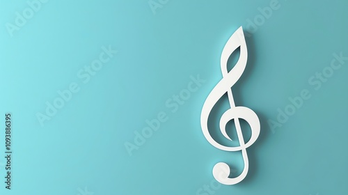 A white treble clef symbol against a blue background.