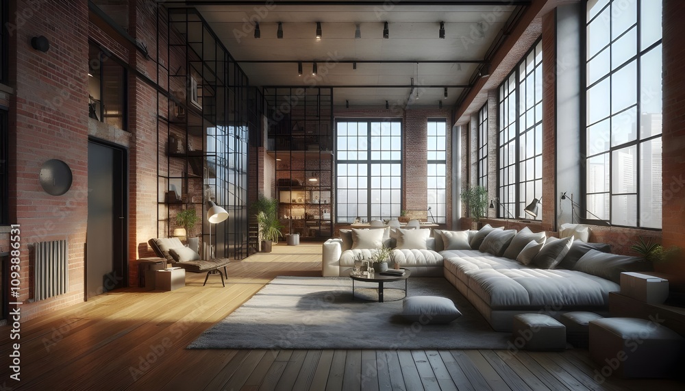 Spacious Modern Living Room with Large Windows Spacious Modern Living Room with Large Windows