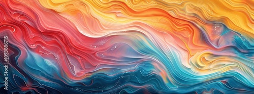 Colorful Abstract Marbled Paint Waves Background