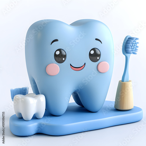 3d teeth cleaning concept highlighted by white, png photo