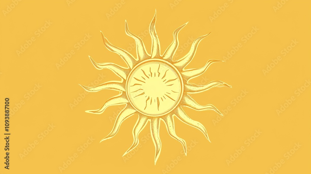 A stylised sun icon against a yellow background. A stylised sun icon against a yellow background.