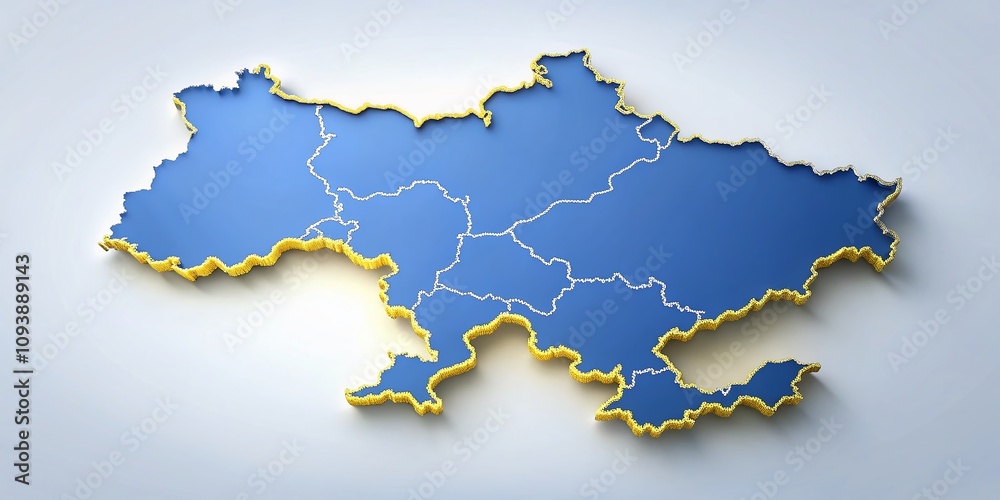 Obraz premium Flat Outline Map of Ukraine: Detailed Contour of the Country on a Clean Background for Educational and Creative Projects, Ideal for Geography and Travel Themes