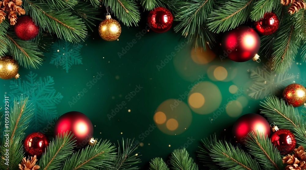 Fototapeta premium Luxurious Christmas Magic: Festive Ornaments and Holiday Elegance