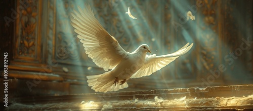 Dove of Light in Ancient Temple