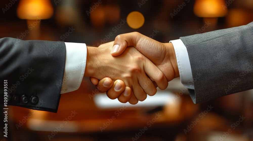 Professional Business Handshake in Office Setting Professional Business Handshake in Office Setting