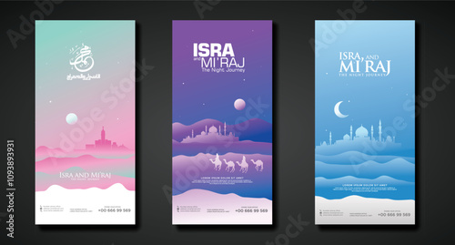 The night journey design set banner vertical template