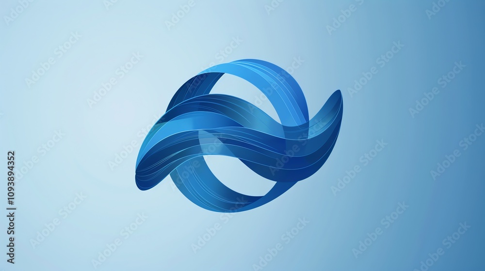 Naklejka premium An abstract blue shape on a light blue background.