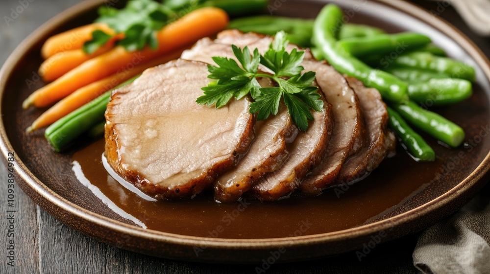 Succulent Roast Slices with Fresh Vegetables Succulent Roast Slices with Fresh Vegetables