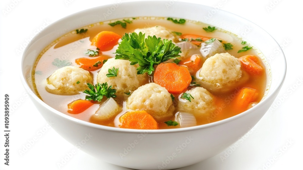 Comforting Matzah Ball Soup with Fresh Vegetables Comforting Matzah Ball Soup with Fresh Vegetables
