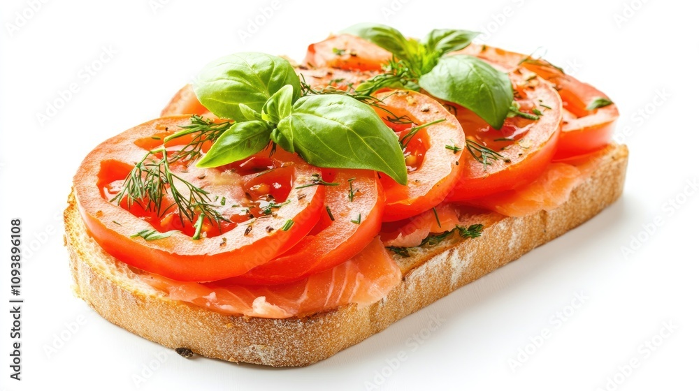 Fresh Layered Sandwich with Tomato and Basil Fresh Layered Sandwich with Tomato and Basil