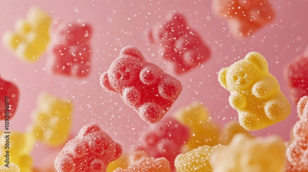 Vibrant Gummy Bears in a Sweet, Colorful Splash Vibrant Gummy Bears in a Sweet, Colorful Splash