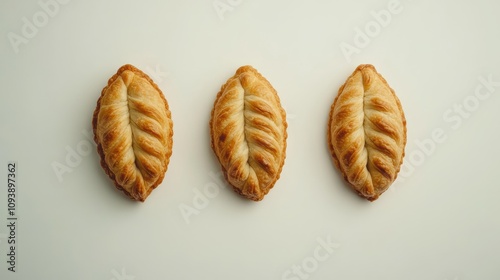 Wallpaper Mural Three Golden Brown Empanadas on Minimalist Background Torontodigital.ca