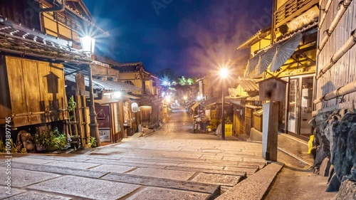 4k timelapse of Ninenzaka in Higashiyama District and Yasaka Pagoda  (Hokanji temple),famous landmark and tourist attraction in Higashiyama ward, Kyoto city, Japan.