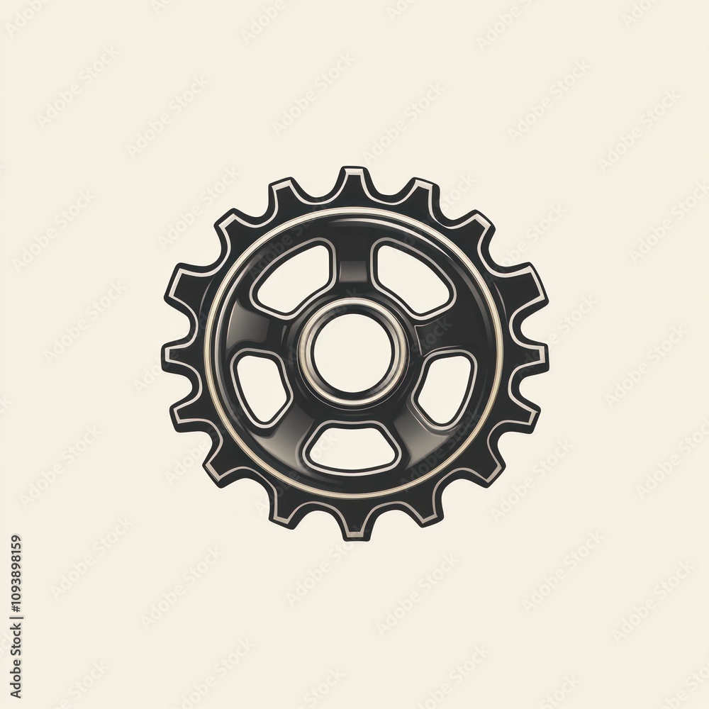A metallic gear with a circular design and multiple teeth, symbolizing machinery and mechanics. A metallic gear with a circular design and multiple teeth, symbolizing machinery and mechanics.