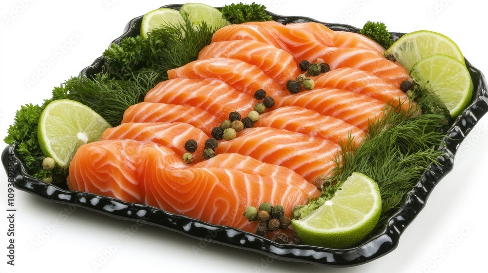 Vibrant Arrangement of Sliced Salmon on Parsley Vibrant Arrangement of Sliced Salmon on Parsley