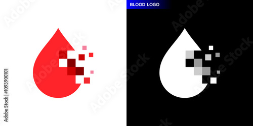 Blood drop logo. Pixel, donation, health. Icon symbol design template EPS 10.