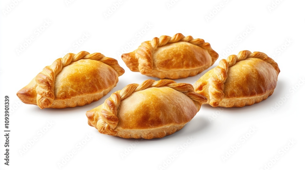 Golden Empanadas with Decorative Braided Edges Golden Empanadas with Decorative Braided Edges