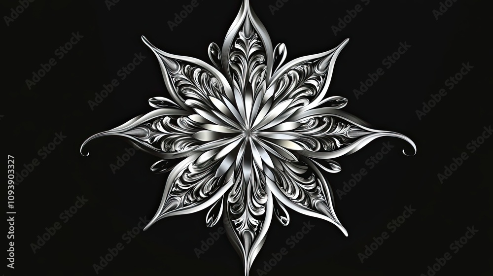 Ornate Silver Snowflake with Intricate Detail Ornate Silver Snowflake with Intricate Detail
