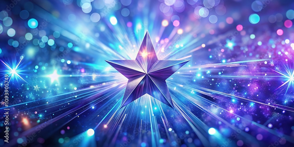 Fototapeta premium Hypnotic Futuristic Blueviolet Star Beam Abstract Blurred Background for Enchanting Christmas Decor, Perfect for Holiday Themes and Magical Celebrations with Copy Space