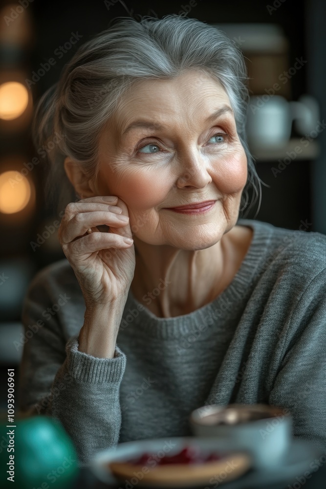Smiling Old lady Filled with Emotions, Celebrating Life with Love and Happiness