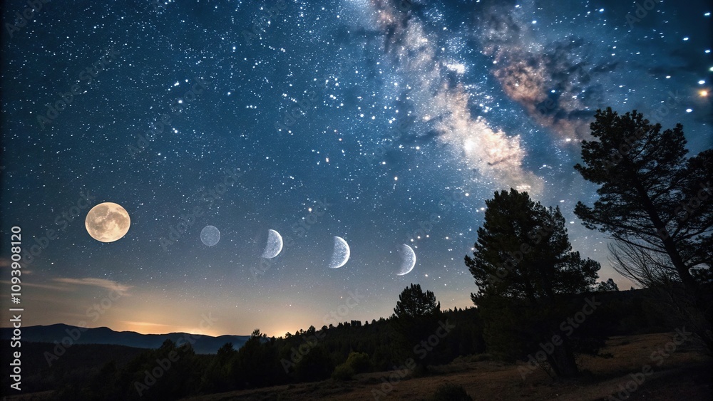 Starry Night Sky with Adjustable Stars and Moon Phases, stars, galaxy, night sky, constellations, universe Starry Night Sky with Adjustable Stars and Moon Phases, stars, galaxy, night sky, constellations, universe