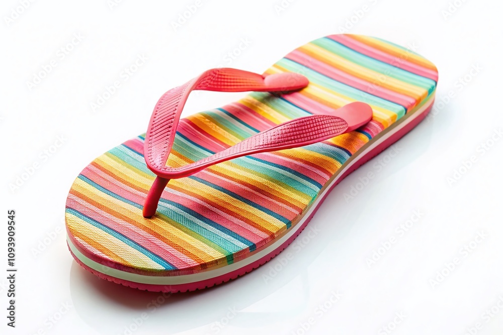 Isolated Beach Flip-Flop on White Background Perfect for Summer Themes, Vacation Planning, Travel Advertisements, or Beach Accessories Marketing Isolated Beach Flip-Flop on White Background Perfect for Summer Themes, Vacation Planning, Travel Advertisements, or Beach Accessories Marketing