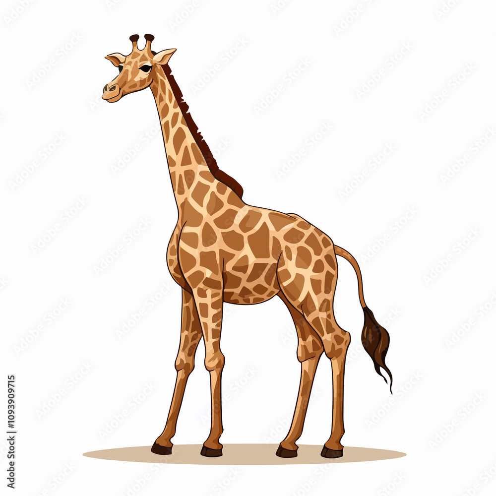 Cute Cartoon Giraffe Line Vector Illustration