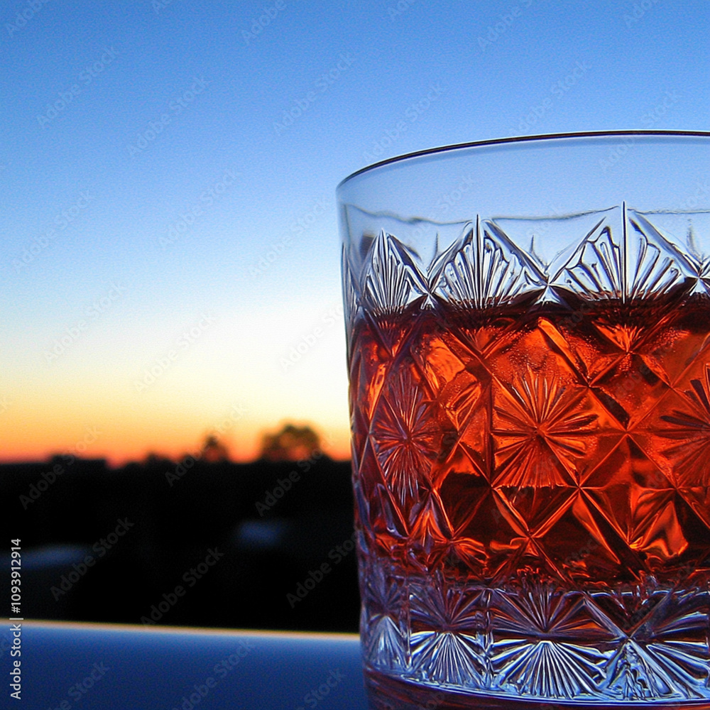 Sunset Cocktail in a Cut Glass: A Stunning Evening Drink Sunset Cocktail in a Cut Glass: A Stunning Evening Drink