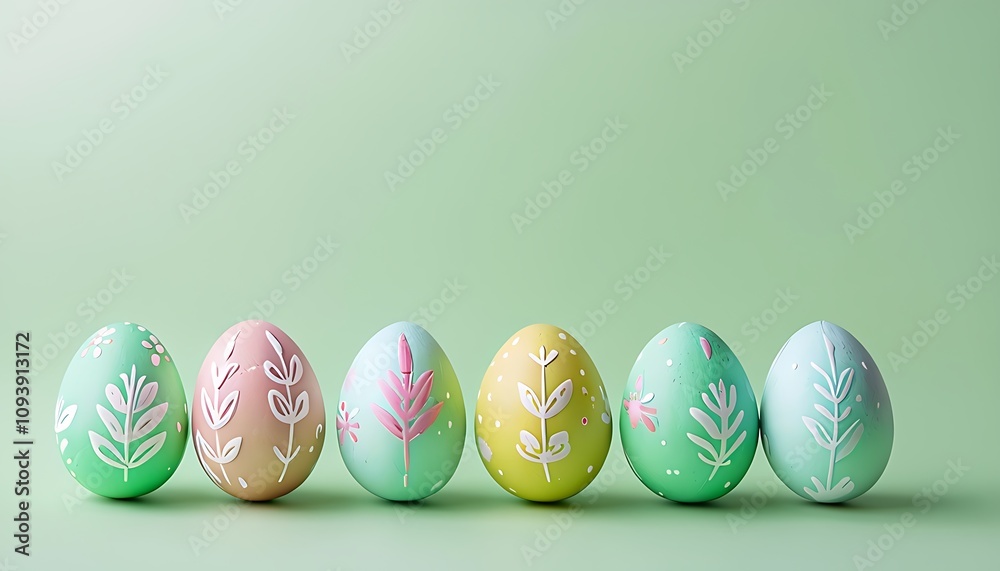 easter eggs with leaf motifs on a soft green background easter eggs with leaf motifs on a soft green background