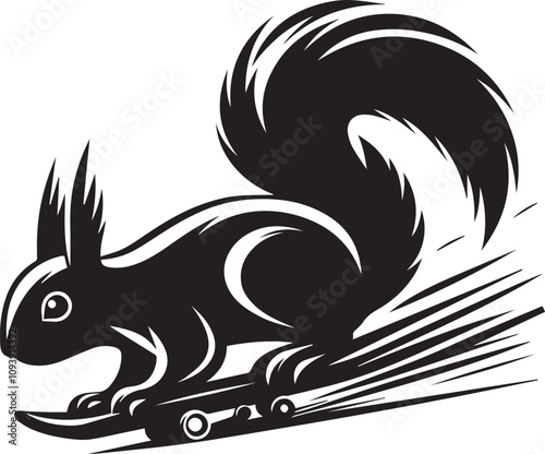 Wallpaper Mural A squirrel skidding to a stop on a curve road silhouette vector Torontodigital.ca