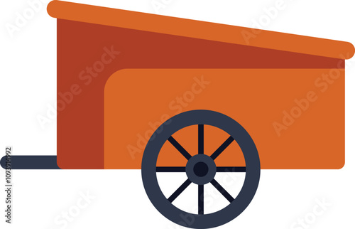 Simple vector illustration of a covered wagon cart standing isolated on white background