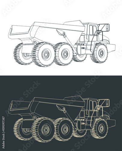 Mining dump truck sketches