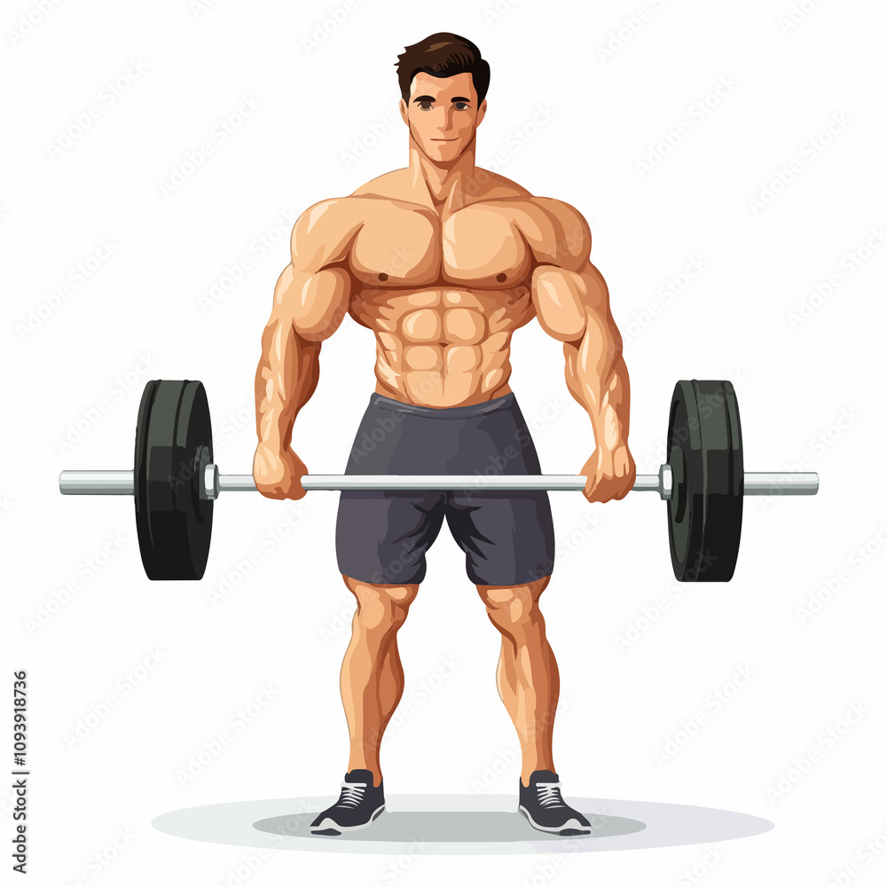 Fit Athletic Man Lifting Weight Barbell Vector Illustration Fit Athletic Man Lifting Weight Barbell Vector Illustration
