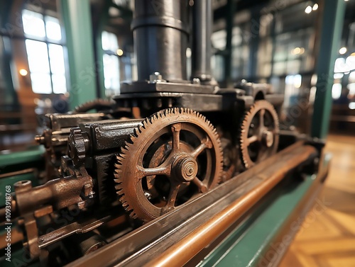 Wallpaper Mural Iron and Steel Gears Turning in an Ancient Mechanism, Industrial Machinery Torontodigital.ca